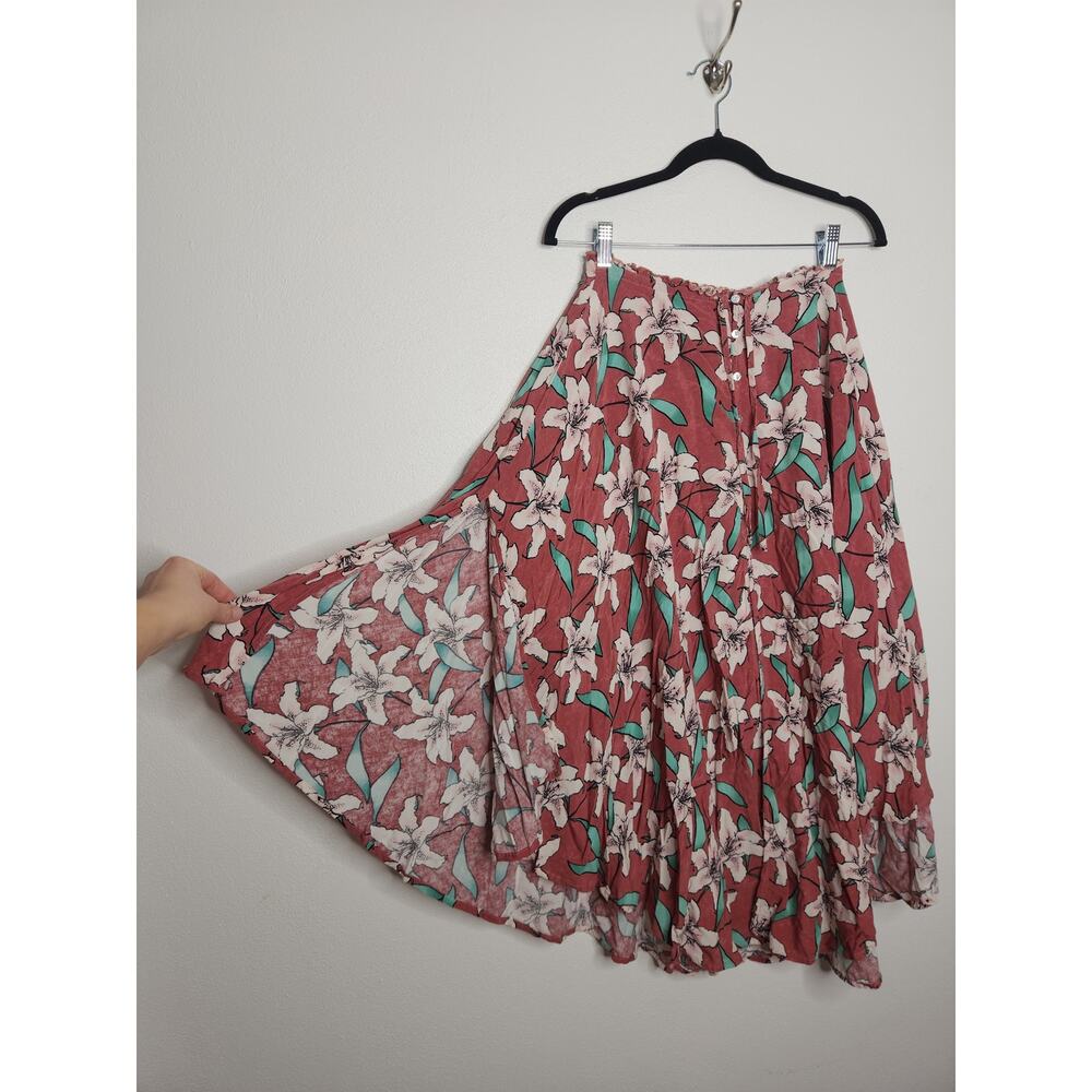 y2k O'Neill Floral Boho Surf Skate Skirt Beach Coastal S Rayon Hawaiian Hawaii - Picture 2 of 5